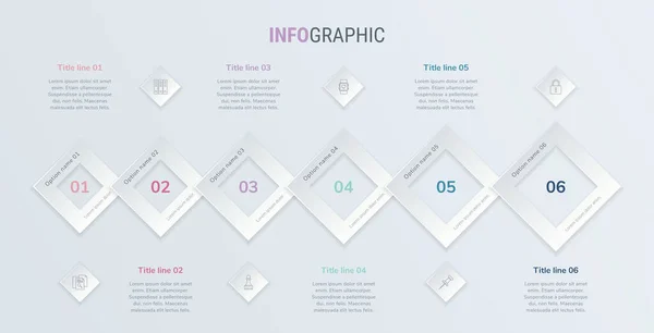 Vintage Kleuren Vector Infographics Tijdlijn Ontwerp Template Met Vierkante Elementen — Stockvector