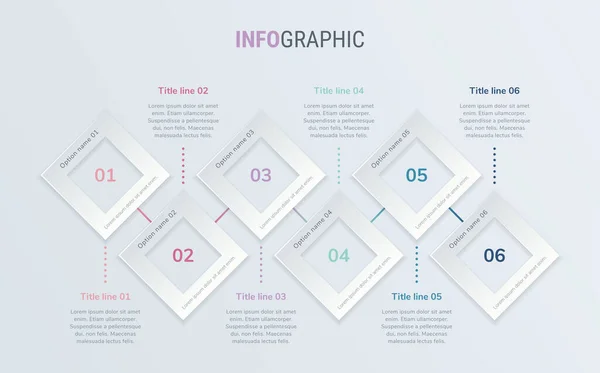 Abstrakte Quadratische Infografik Vorlage Vintage Farben Mit Optionen Buntes Diagramm — Stockvektor