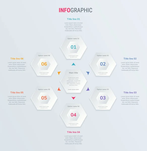 Vektorinfografiken Timeline Design Vorlage Mit Wabenelementen Inhalt Zeitplan Zeitachse Diagramm — Stockvektor