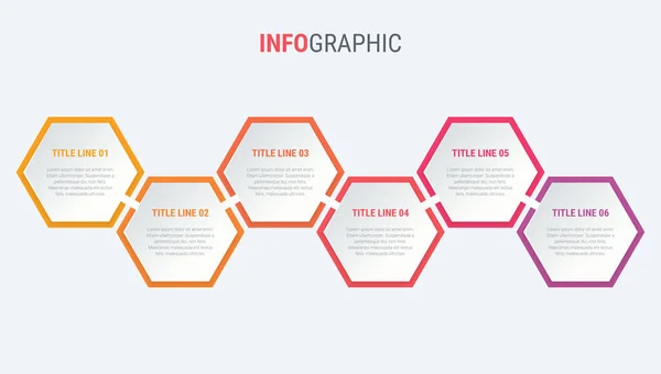 Rött Diagram Infografisk Mall Tidslinje Med Steg Honeycomb Arbetsflöde Process — Stock vektor