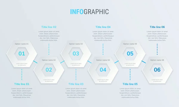 Abstract Business Honingraat Infographic Template Met Opties Blauw Diagram Tijdlijn — Stockvector