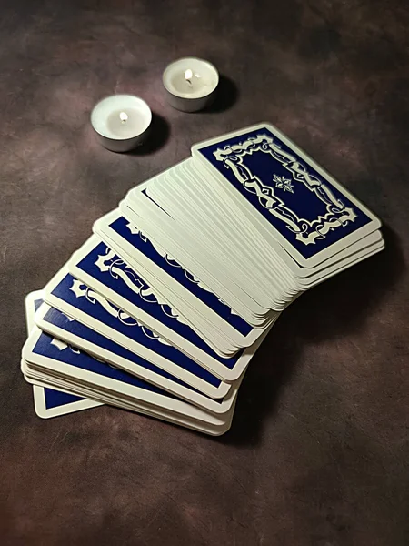 Tarot Cards Candles Dark Vintage Background — Stock Photo, Image