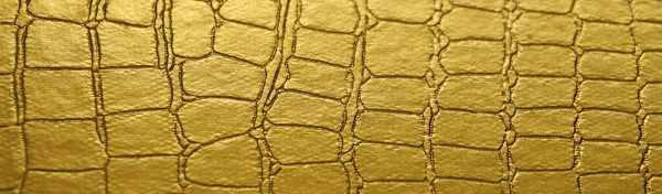 Leather Crocodile Texture Golden Color Natural Yellow Background Close — стоковое фото