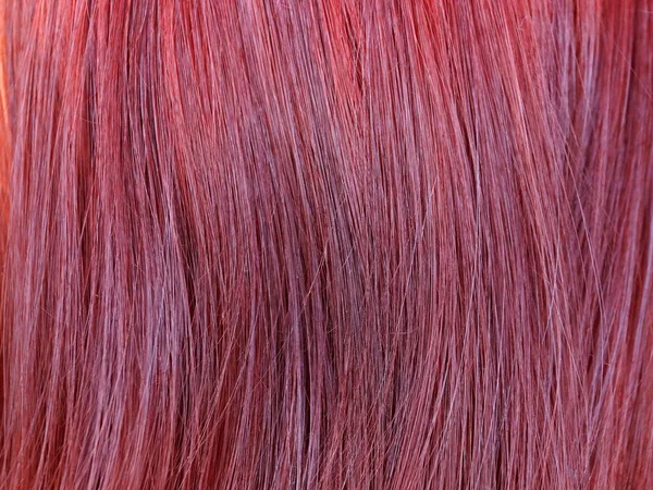 Dyed Red Female Hair Closeup Texture Background — 图库照片