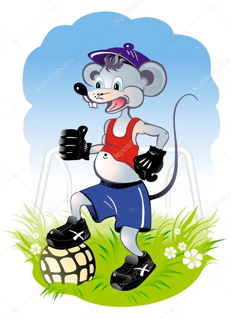 mouse footballer. goalkeeper. vector illustration