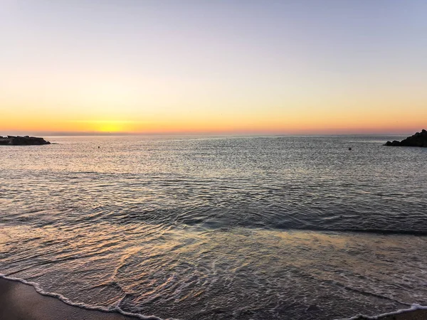 Tramonto Mistico Sulla Riva Del Mar Nero Cielo Arancione Acqua — Foto Stock