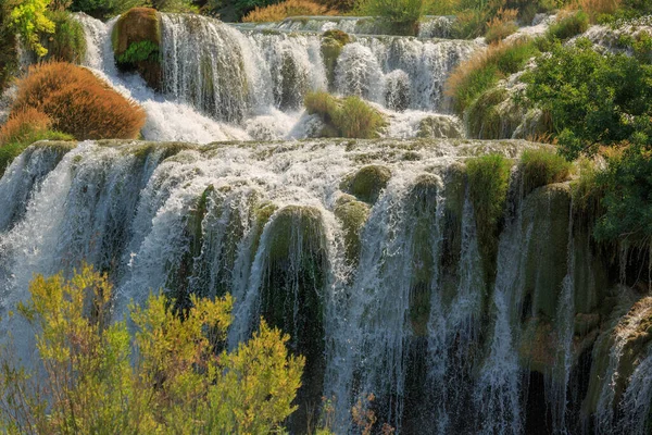 Gorgeous Waterfall Close Shot Sunny Summer Day Krka National Park — Stock Photo, Image