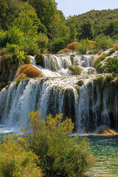 View Waterfall Cascade Sunny Day Krka National Park Croatia — Stock Photo, Image
