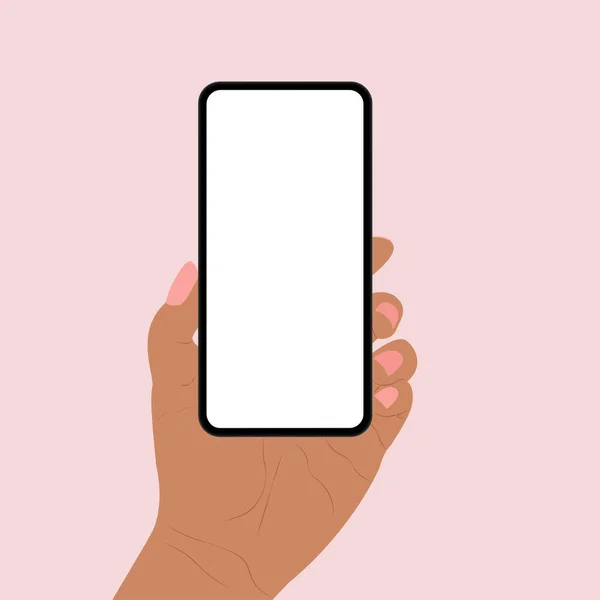 Makieta Ręka Dziewczyny Telefonem Rękach Przestrzeń Kopiowania Twojego Projektu Ilustracja — Wektor stockowy