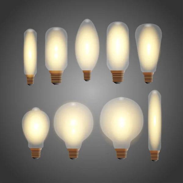 Set Various Vintage Lamps Gray Background Vector Illustration — Vector de stock