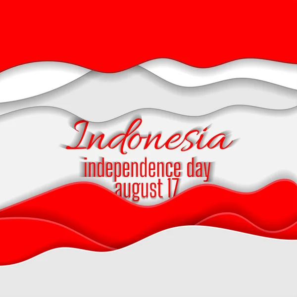庆祝印度尼西亚独立日的剪纸明信片 矢量说明 — 图库矢量图片