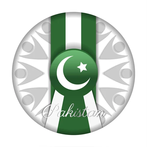 Una Postal Recortada Papel Honor Celebración Del Día Independencia Pakistán — Vector de stock