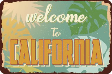 Klasik Grunge retro tabelası California 'ya hoş geldiniz