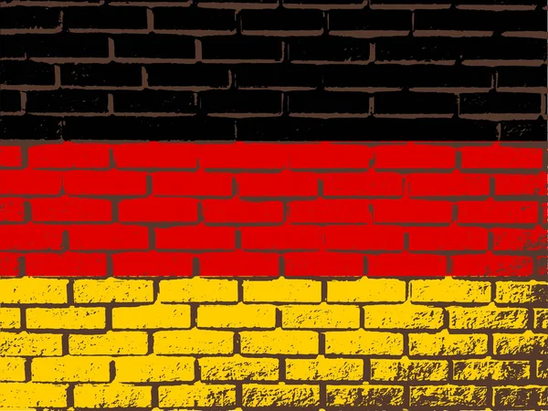 Ziegelmauer Mit Deutscher Flagge — Stockvektor