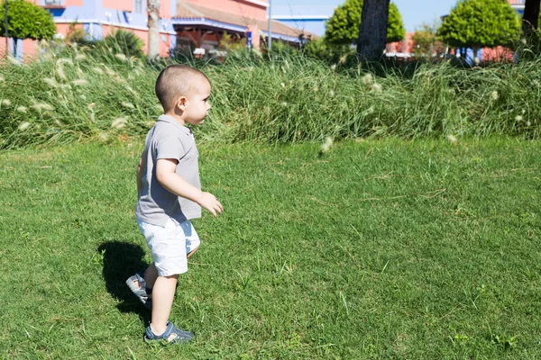Småbarn promenader i parken — Stockfoto