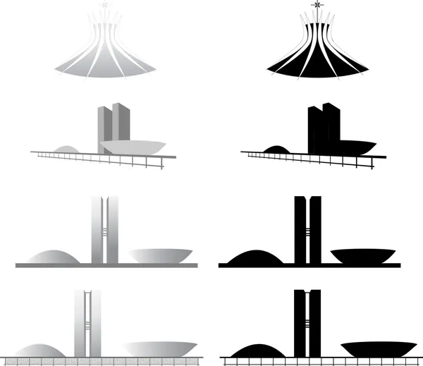 Cattedrale di Brasilia e Congresso Nazionale di Brasilia — Vettoriale Stock