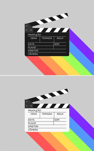 Ilustracao Claquete Portugues Sombra Cinema Lgbt Cinema Serie Gay Lesbica — Vector de stock