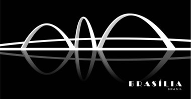 Ilustracao reflexo Ponte JK, Catedral de Brasilia, Congresso Nacional, Polica, Oscar Niemeyer, Brasil, construcao, arquitetura, edificacao, Cathedral, capela, religiao, Distrito Federal, df, turismo, logo, vetor, turista, monumentos, seyahat