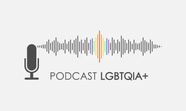 Ilustracao Podcast Audio Hbtq Arco Iris Gay Lesbica Ljud Comunidade — Stock vektor