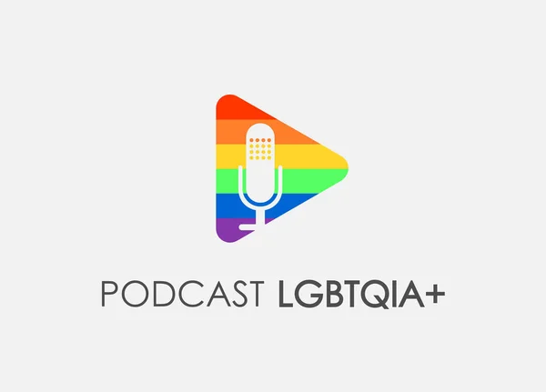 Ilustracao Podcast Play Lgbtqia Arco Iris Gay Lesbica Audio Comunidade — 图库矢量图片