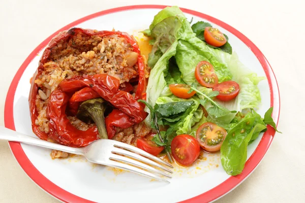 Stuffed peppers meal high angle — Stock Photo, Image