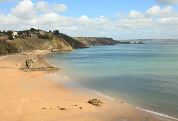 Tenby strand im april — Stockfoto