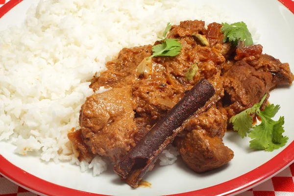 Balti lamb meal with rice — Stock Photo, Image