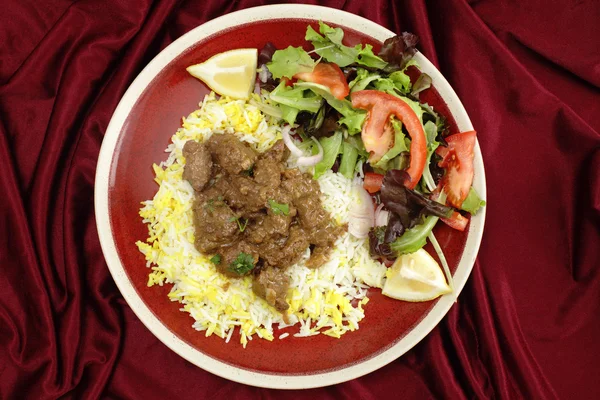 Beef rogan josh meal from above — Stock Photo, Image