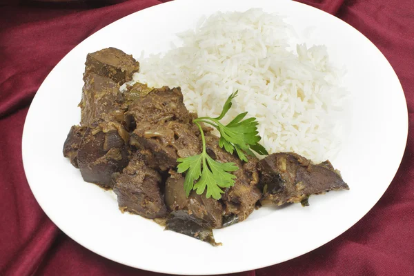 Meal of Indian fried liver — Stock Photo, Image