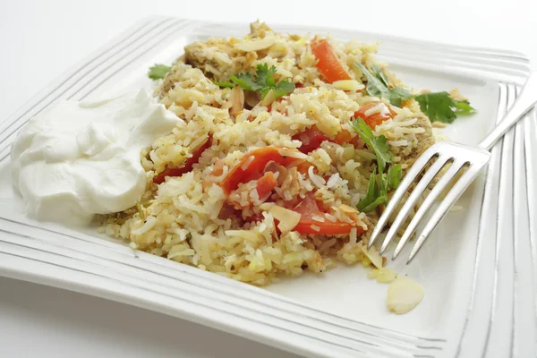 Huhn-Biriyani-Mehl — Stockfoto