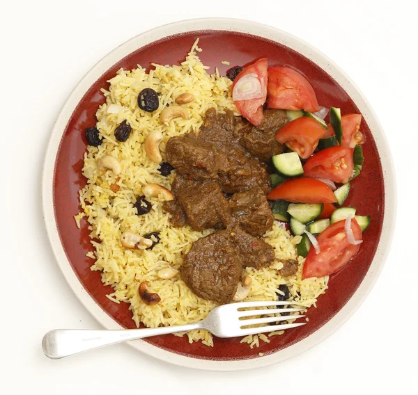 Beef madras meal from above — Stock Photo, Image