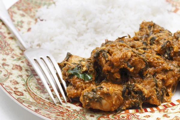 Methi chicken posiłek na talerzu — Zdjęcie stockowe