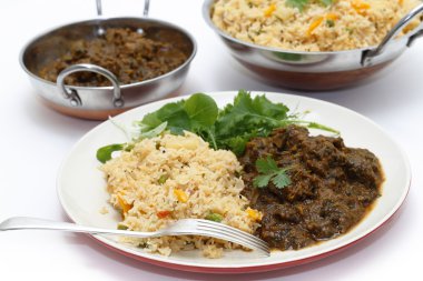 Methi gosht ve domates biriyani yemek