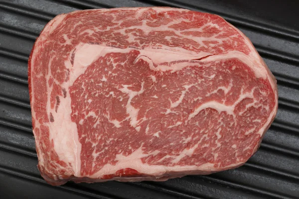 Steak z hovězí Wagyu v pánvi z výše — Stock fotografie