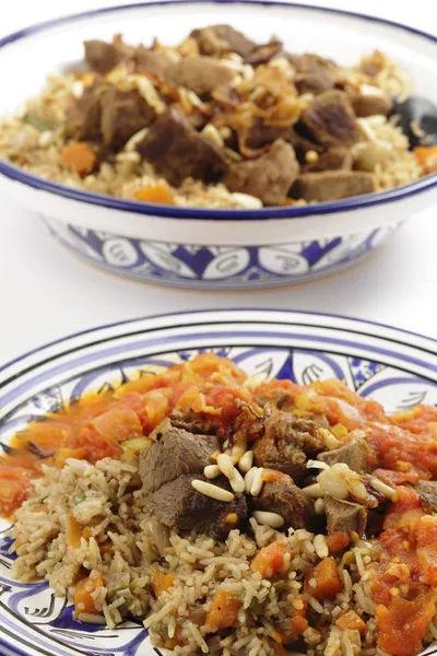 Rindfleisch Kabsa Schüssel und Mahlzeit vertikal — Stockfoto