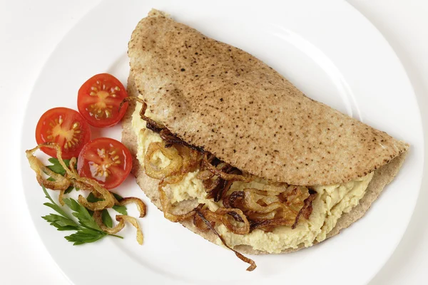 Hummus sandwich from above — Stock Image Hummus sandwich from above Royalty Free Stock Photos