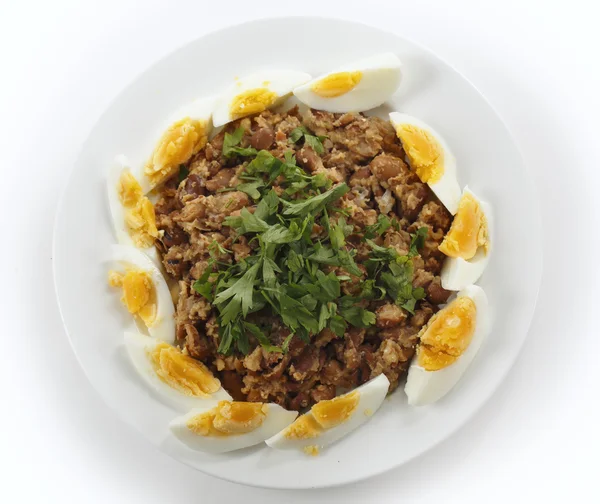Plate of Egyptian foul with eggs — Stock Photo, Image
