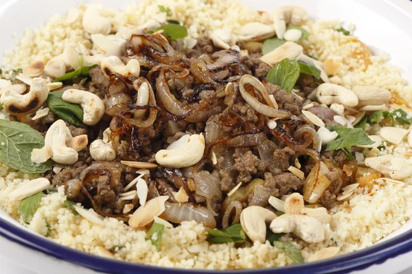 Marocain épicé haché et couscous — Photo