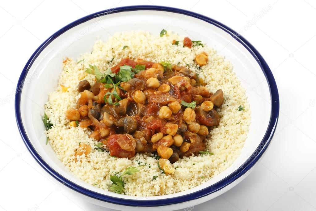 Moroccan style chickpeas and mushrooms