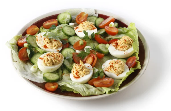 Deviled ägg sallad tallrik — Stockfoto