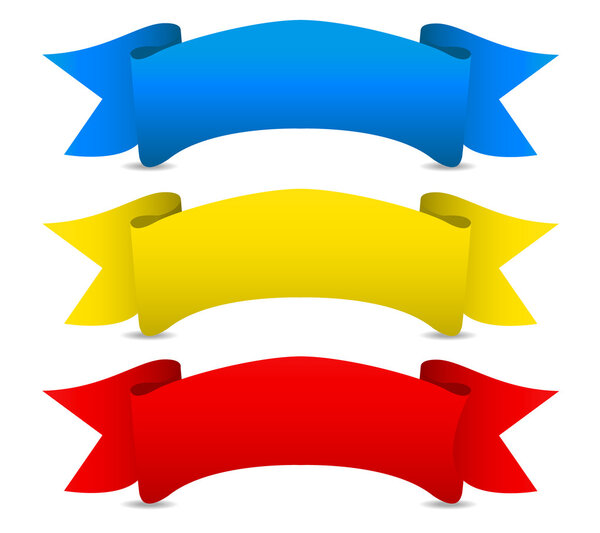 Blue yellow red Vector ribbons - Scroll banners
