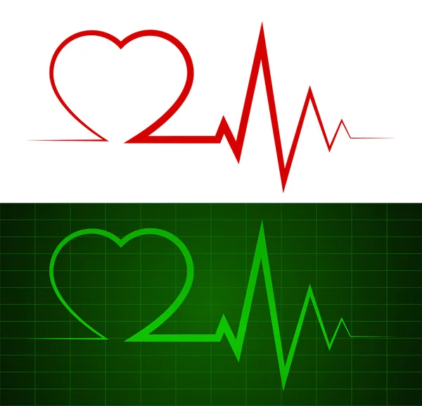 心跳符号和两个在一个监视器 — 图库矢量图片