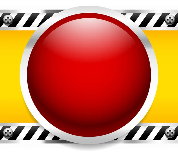 Rode knop, glanzende lichte industriële uitziende achtergrond — Stockvector