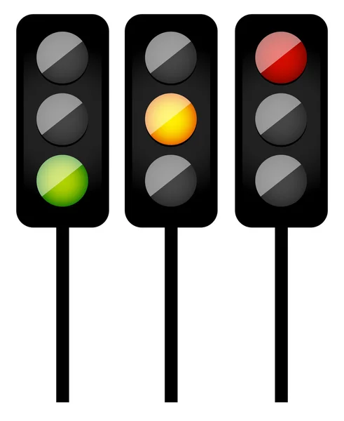 Luzes de trânsito, sinais. tráfego simples, ícones de unidade . —  Vetores de Stock