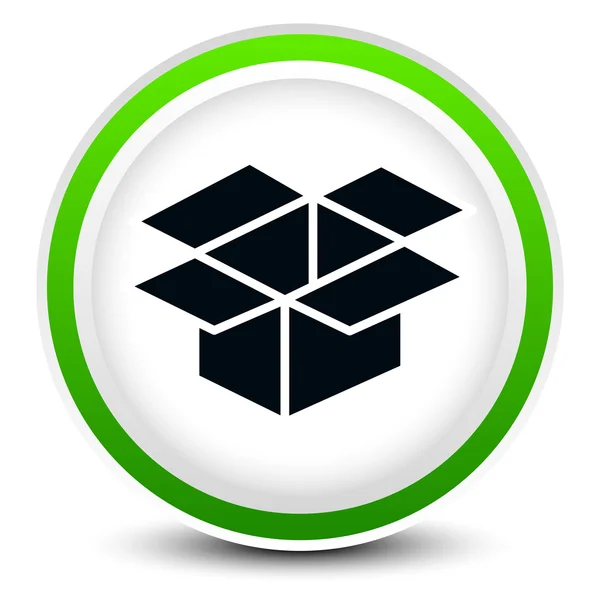 Cuadro abierto en el icono del círculo para temas relacionados, logística, embalaje — Vector de stock