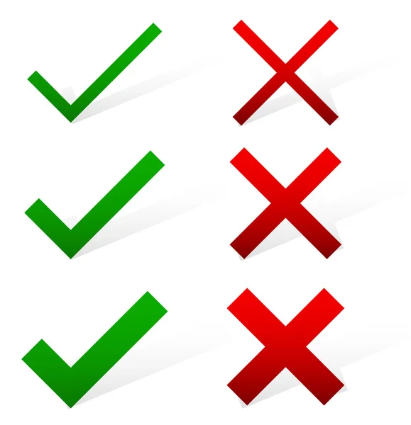 Ajuste de garrapata y cruz en diferentes espesores — Vector de stock