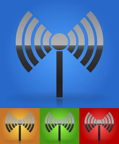 Radio tower, radio transmission, wireless connection, antenna, transmitter icons vector elements. — Stock Vector