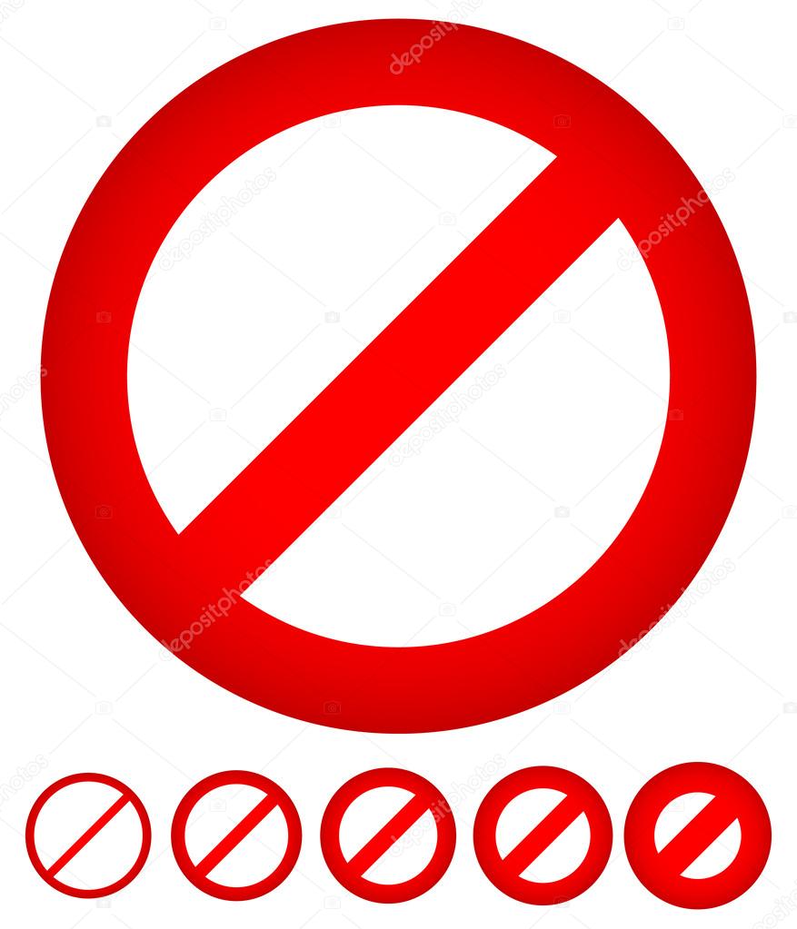 Red strikethrough notice - Sign of prohibition, denial and restriction