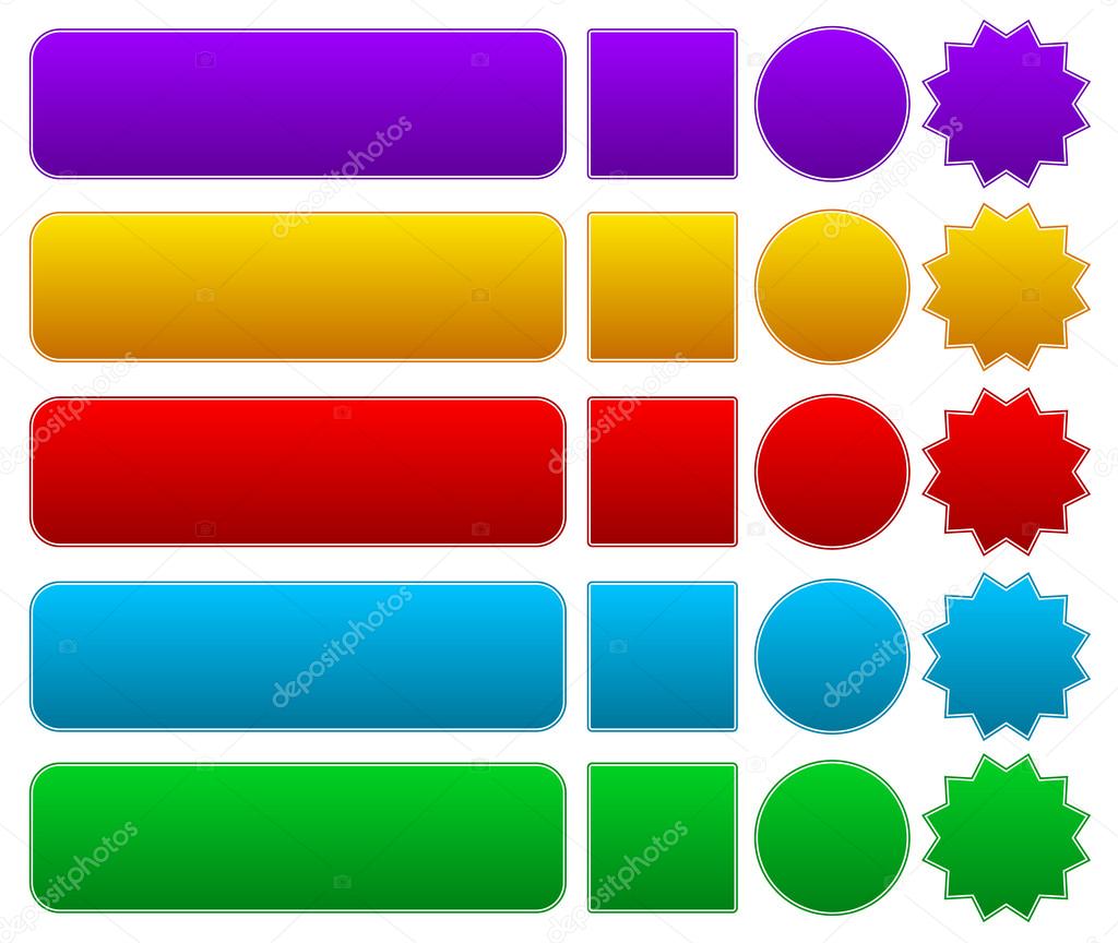 Buttons or banner shapes. Empty, blank vector design elements a