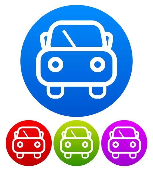 Lindo símbolo de coche en círculos de colores — Vector de stock
